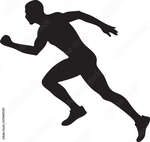 Male Athlete in Action Silhouette Vector Illustration