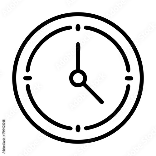 Clock outline icon vector — time timer SVG, minimal clock face icon
