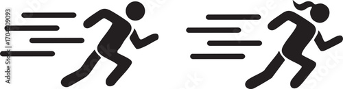 Male and Female Runner Silhouette Icons Collection