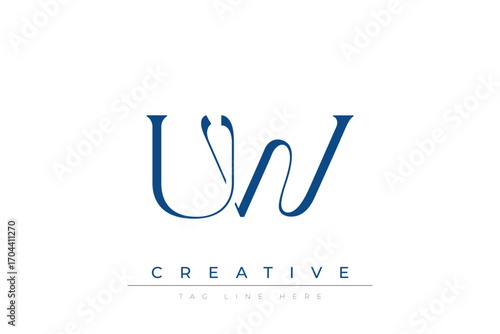 Blue stylized letters UW combined in a modern design on a clean white background, evoking professionalism and creativity. Ideal for branding, business identity, and corporate representation concepts.