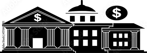 Bank Building Icon Vector. Symbol of bank, financial institution, banking, finance, or investment illustration