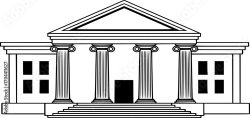 Bank Building Icon Vector. Symbol of bank, financial institution, banking, finance, or investment illustration