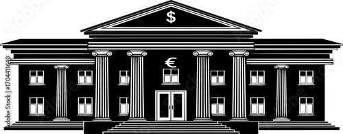 Bank Building Icon Vector. Symbol of bank, financial institution, banking, finance, or investment illustration
