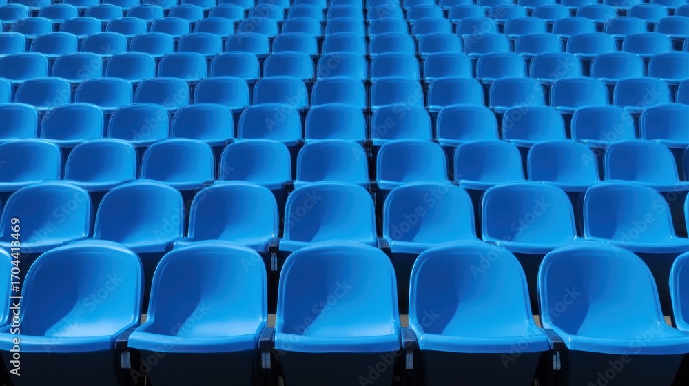 Naklejka premium Empty blue seats in stadium or auditorium