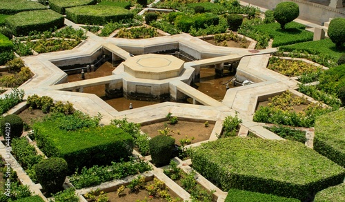 Sheesh Mahal and Sheesh Mahal garden in Amber fort. Jaipur, India.