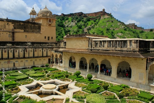 Sheesh Mahal and Sheesh Mahal garden in Amber fort. Jaipur, India.