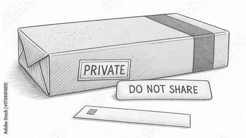 Illustration of a private package marked do not share for security