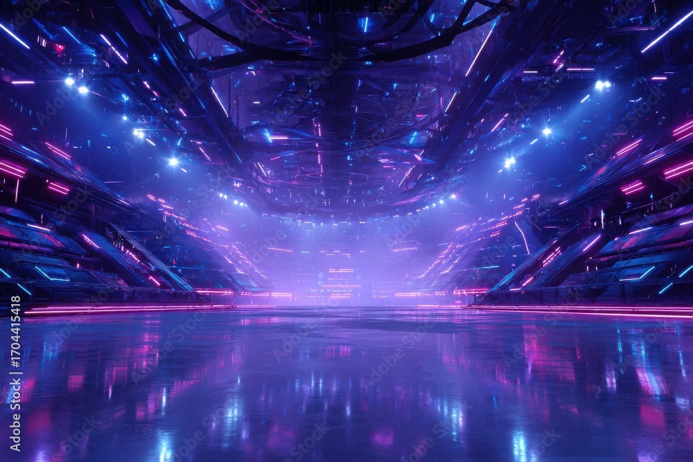 Fototapeta premium Futuristic Combat Arena with Neon Lighting