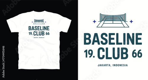 Baseline Club tennis t shirt design, vector graphic, typographic poster or tshirts street wear and Urban style