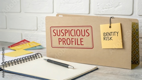 Suspicious Profile Identity Risk Document Highlighted on Desk