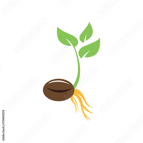 Vibrant organic sprouts icon logo design with fresh green and red colors