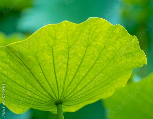 Close-up lotus leaf, vibrant green