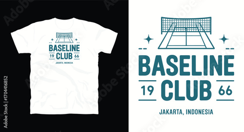 Baseline club tennis t shirt design, vector graphic, typographic poster or tshirts street wear and Urban style