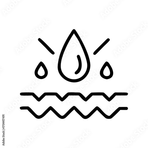 Water Repellent Surface Icon for Fabric Tags, Packaging, and Outdoor Product Design with Copy Space for Branding