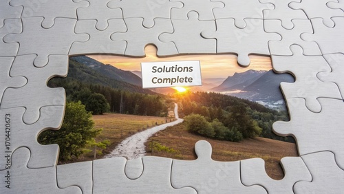 Scenic Landscape Puzzle Piece Representing Complete Solutions Concept