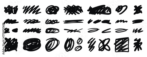 Abstract scribbles monochrome line art with expressive strokes, hand drawn