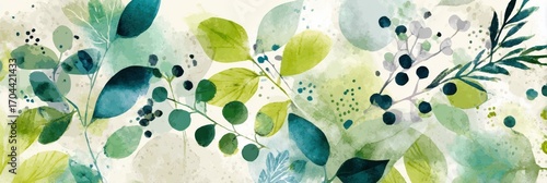 Panel kuchenny z motywem Vibrant Green Foliage With Watercolor Textures in a Beautiful Botanical Display During Daylight Hours