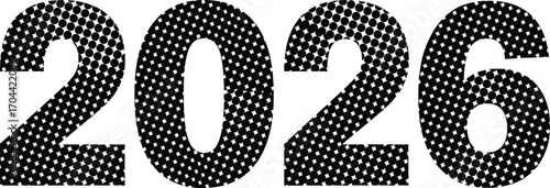 Vector art of the year 2026 in bold halftone numbers
