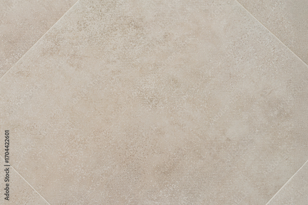 Fototapeta premium Beige ceramic tile with subtle concrete texture, captured top-down showing clean grout lines and modern design. Concept of tile background, ceramic texture, construction material and flooring