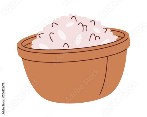 White rice bowl hand drawn