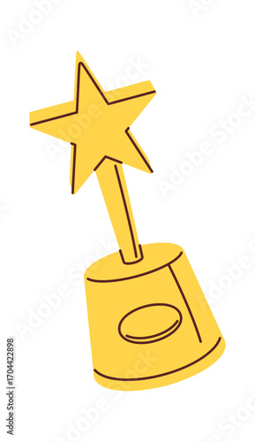Golden star statuette trophy prize