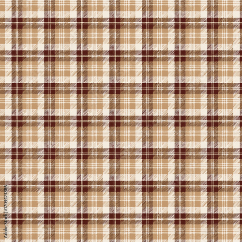 Seamless plaid pattern, brown, cream, suitable for designing clothes such as skirts and pants to add a chic and striking look to your outfit, vector illustration
