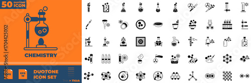 Chemistry Duotone Icons – Science, Formula, and Experiment Pack