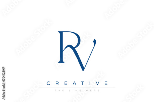 Blue stylized letters RV combined in a modern design on a clean white background, evoking professionalism and creativity. Ideal for branding, business identity, and corporate representation concepts.