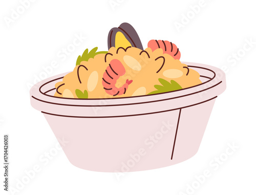 Boiled rice porridge with seafood