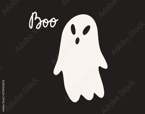 Cute ghost saying boo for spooky halloween decoration