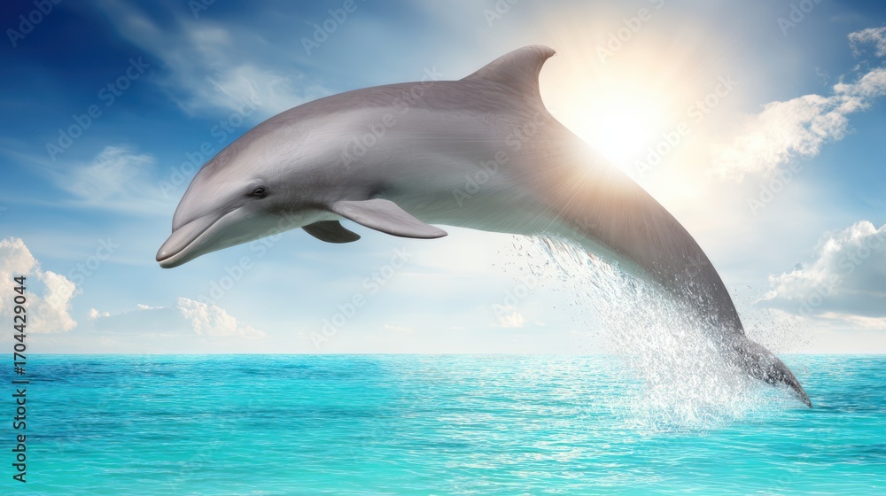Fototapeta premium Dolphin leaping ocean