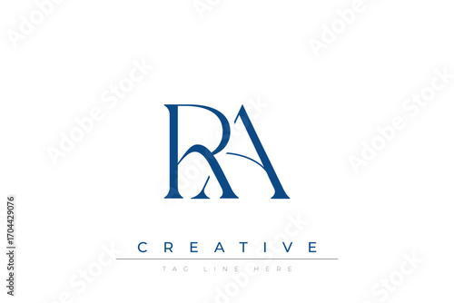 Blue stylized letters RA combined in a modern design on a clean white background, evoking professionalism and creativity. Ideal for branding, business identity, and corporate representation concepts.