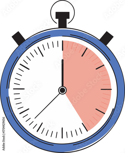 Classic stopwatch with red segment indicating time remaining for measurement