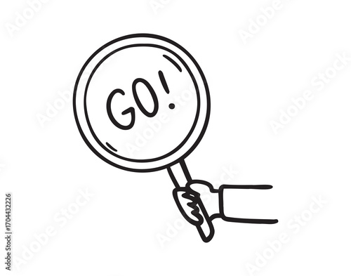 Go sign in hand as motivation or action symbol sketch