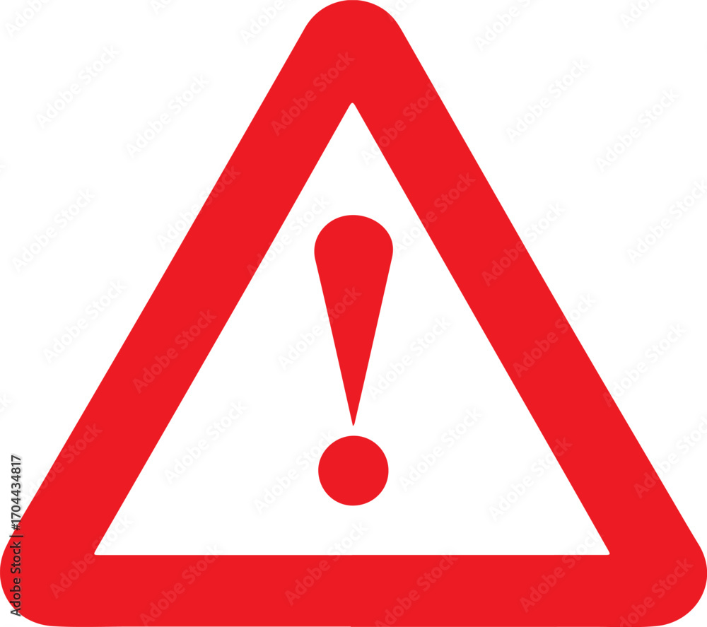 © DesignStoreHUB - Universal red warning triangle symbol with exclamation mark alerts viewers to danger or caution