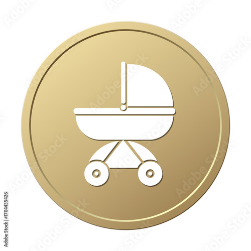 The pram icon on the coin, symbolizing the child allowance