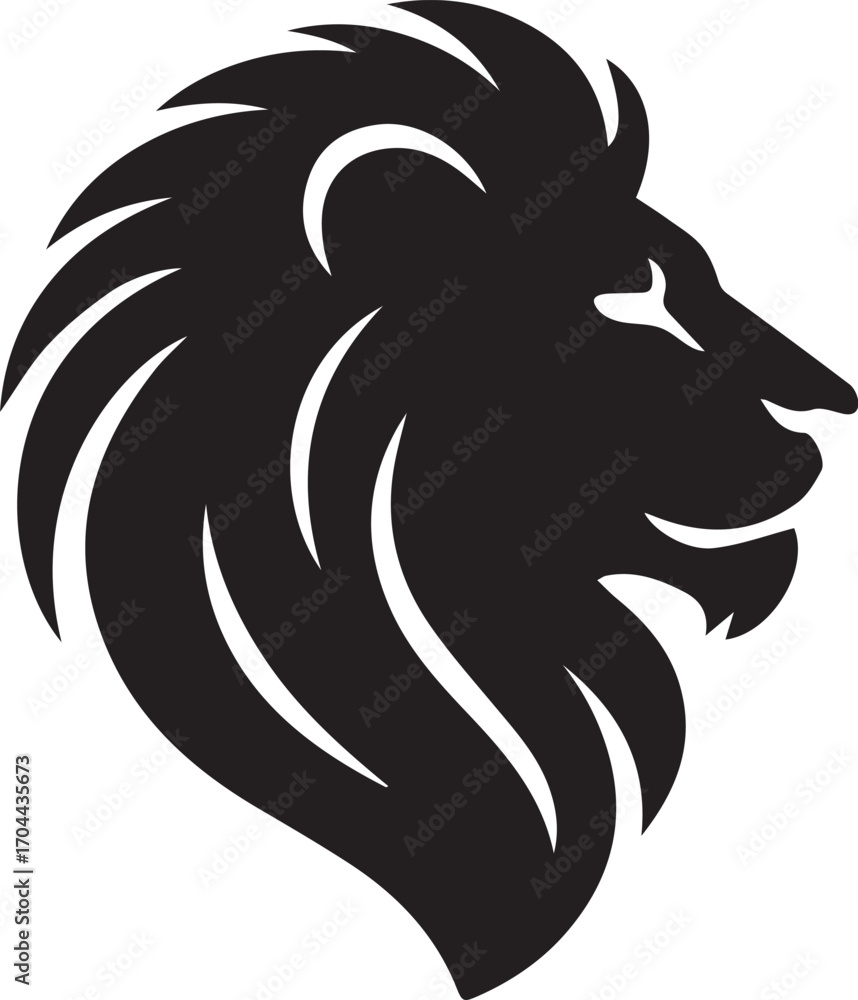 Fototapeta premium Majestic Lion Profile Silhouette Bold Graphic Design Striking Visual