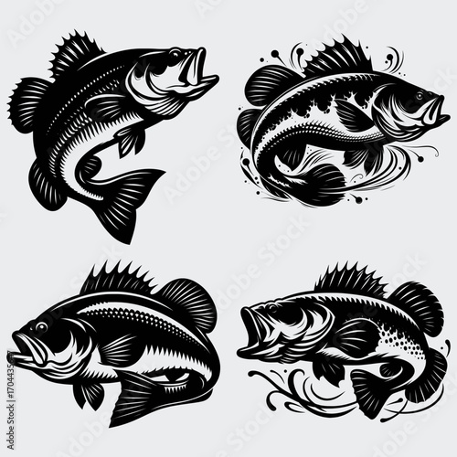 Bass Fishing SVG Bundle, Bass Fish SVG, Fishing SVG, Fisherman SVG, Silhouette Vector, Fish SVG