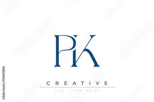 Blue stylized letters PK combined in a modern design on a clean white background, evoking professionalism and creativity. Ideal for branding, business identity, and corporate representation concepts.