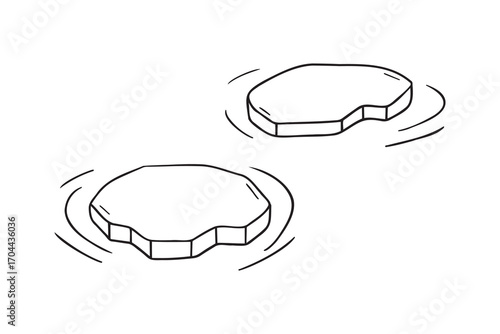 The ice floe Iceberg cold arctic ocean icon doodle hand drawn. Outline line drawing clipart symbol