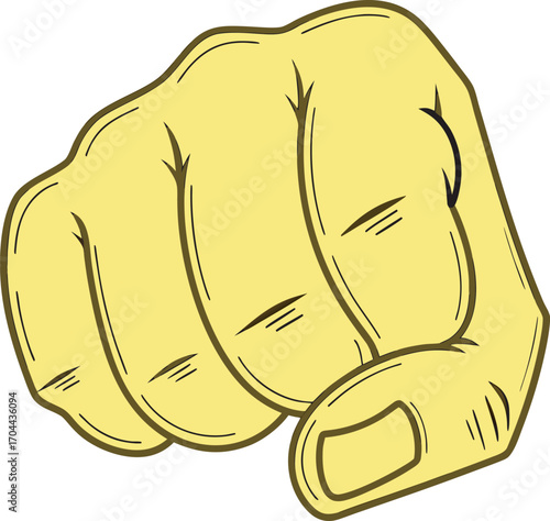 Close-up punching fist gesture symbol for action power strength and determination