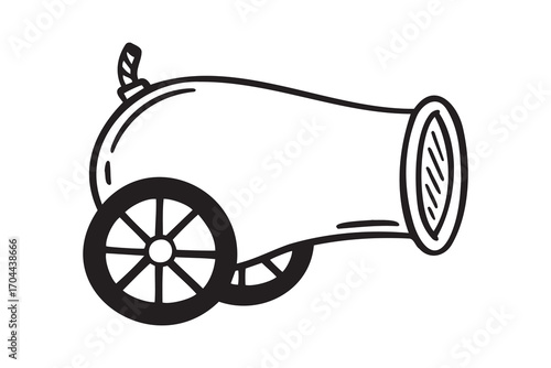 vintage cannon icon doodle hand drawn. Outline line drawing clipart symbol