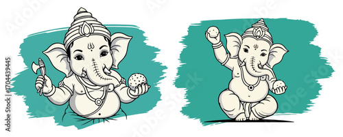 Hand Drawn Baby Ganesha Illustrations for Hindu Festivals