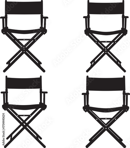Four black director chairs arranged in a grid silhouette