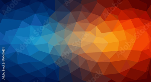 Abstract Geometric Background Gradient Blue Red Orange Yellow Low Poly Digital Art