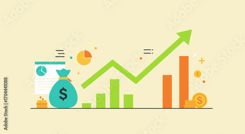 Financial Growth Concept Illustrating Business Success with Increasing Profits and Market Share