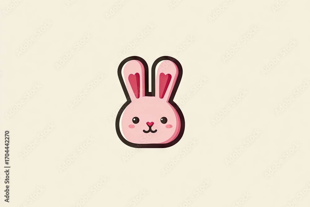 Obraz premium Cute pink rabbit illustration.