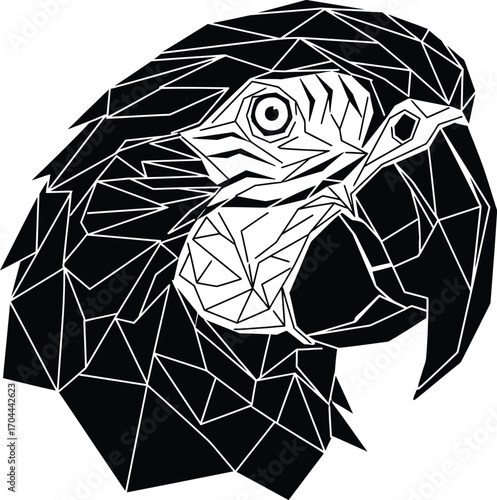 Vector art of geometric low poly illustration of a macaw parrot head