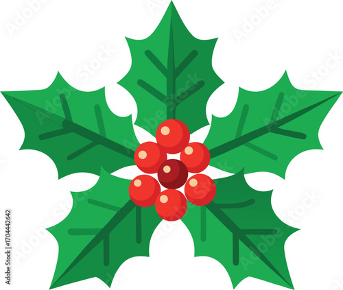 Festive Holly Berry Illustration Christmas Holiday Decoration Celebration