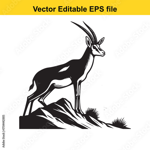 Vector art of oryx antelope standing on grass